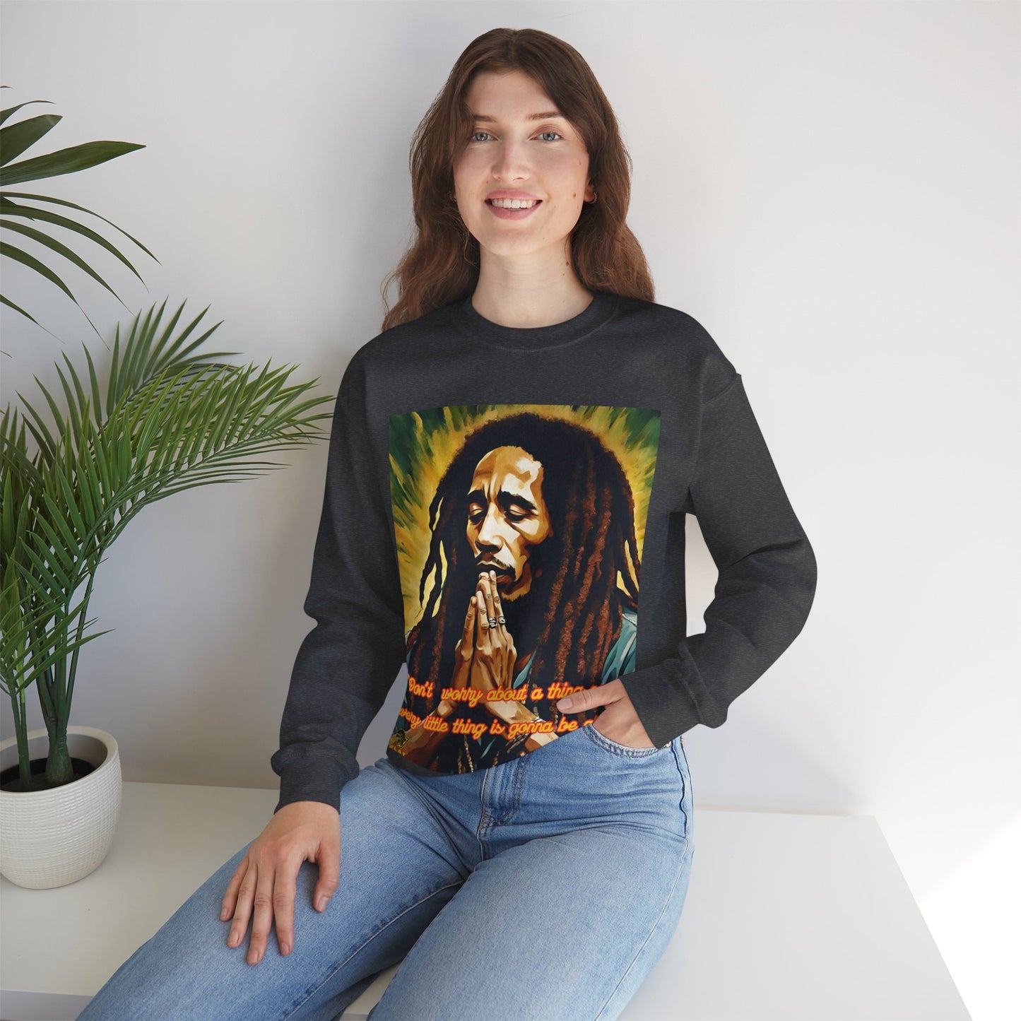 Bob Marley Rasta Jamaican Reggae one LoveUnisex Heavy Blend™ Crewneck Sweatshirt