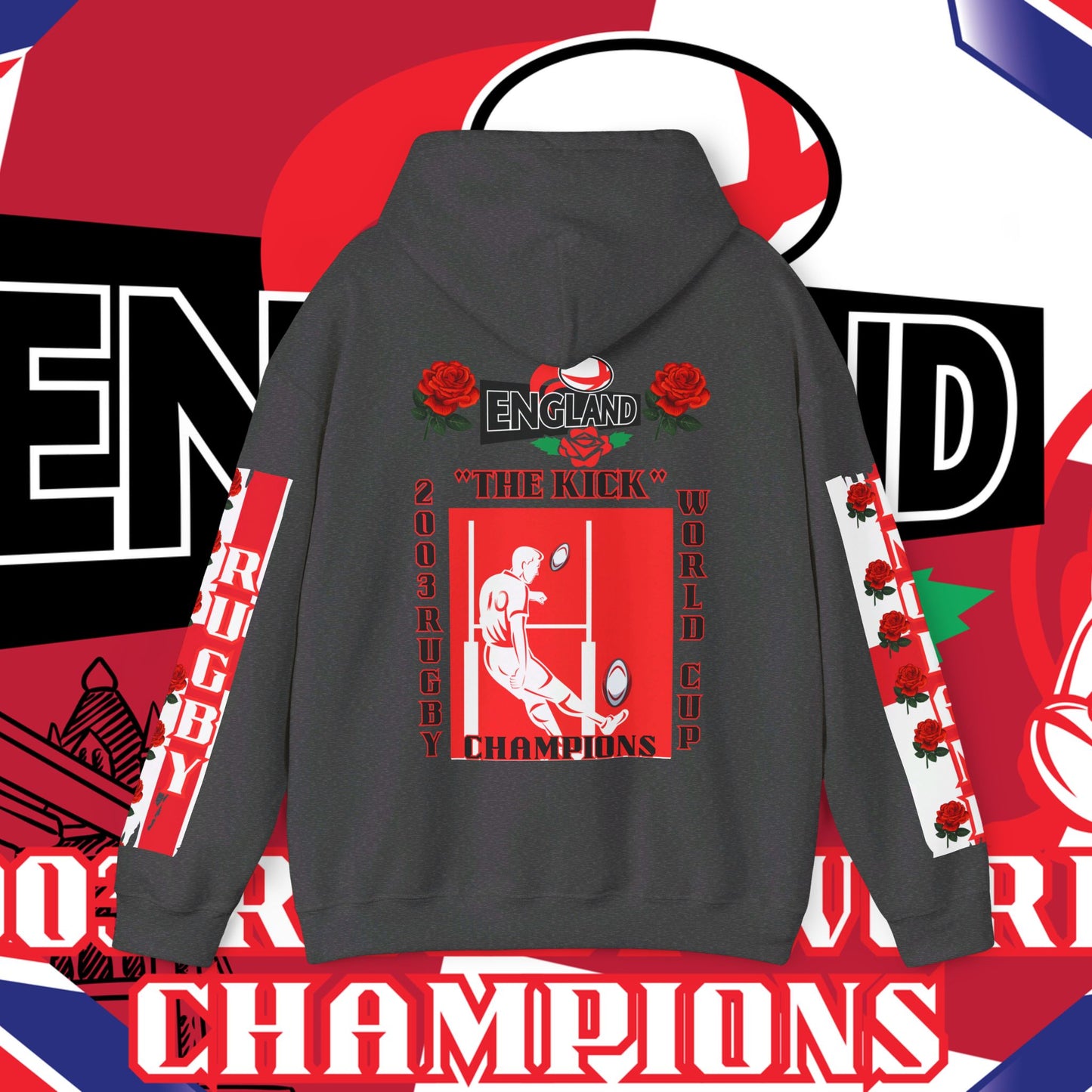 England Hoodie Sweatshirt, world champion hoodie, world rugby, pullover, 2003 champions hoodie, winter gift idea, streetwear Graphic unisex