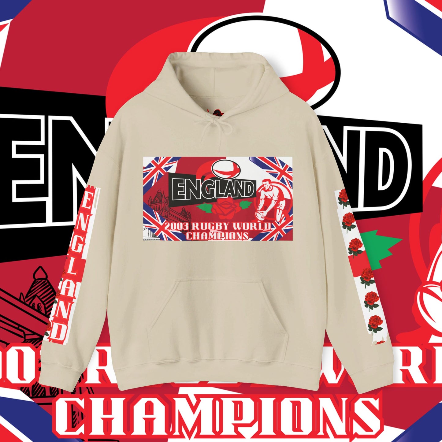 England Hoodie Sweatshirt, world champion hoodie, world rugby, pullover, 2003 champions hoodie, winter gift idea, streetwear Graphic unisex