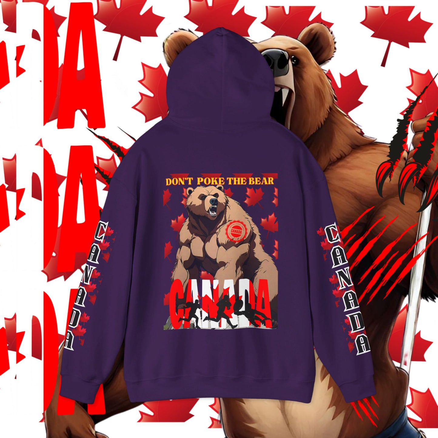 Canada Hoodie, Canada hooded Sweatshirt, Canadian Bear hoodie, Rugby Hoodie, unisex