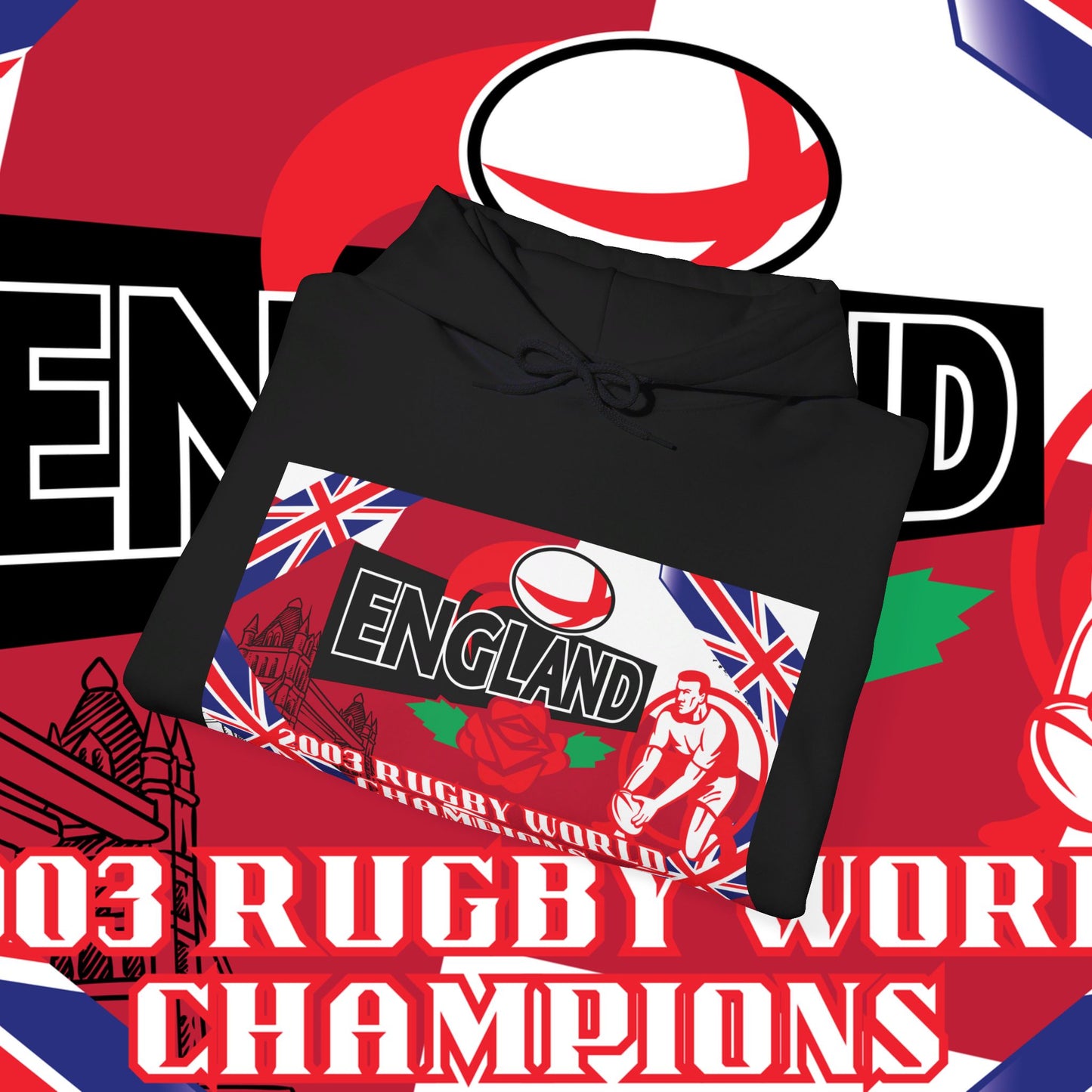 England Hoodie Sweatshirt, world champion hoodie, world rugby, pullover, 2003 champions hoodie, winter gift idea, streetwear Graphic unisex