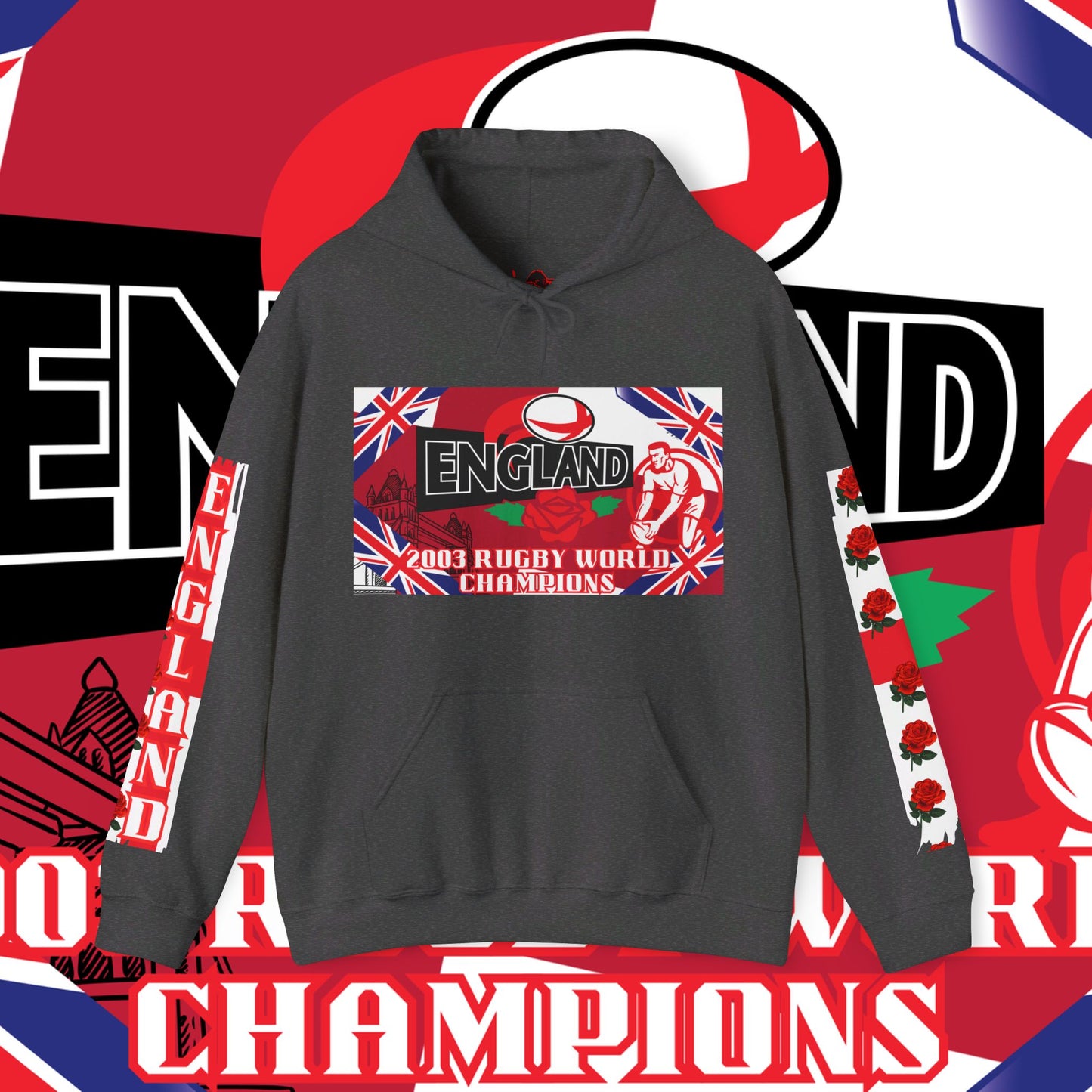 England Hoodie Sweatshirt, world champion hoodie, world rugby, pullover, 2003 champions hoodie, winter gift idea, streetwear Graphic unisex