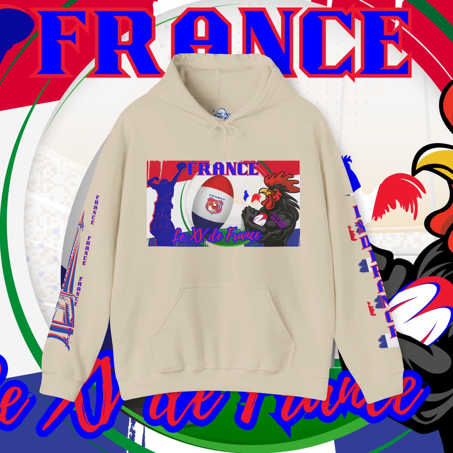France Rugby supporter Hoodie Sweatshirt, pullover, French rugby, Eiffel Tower, winter, gift hoodie,unisex, paris