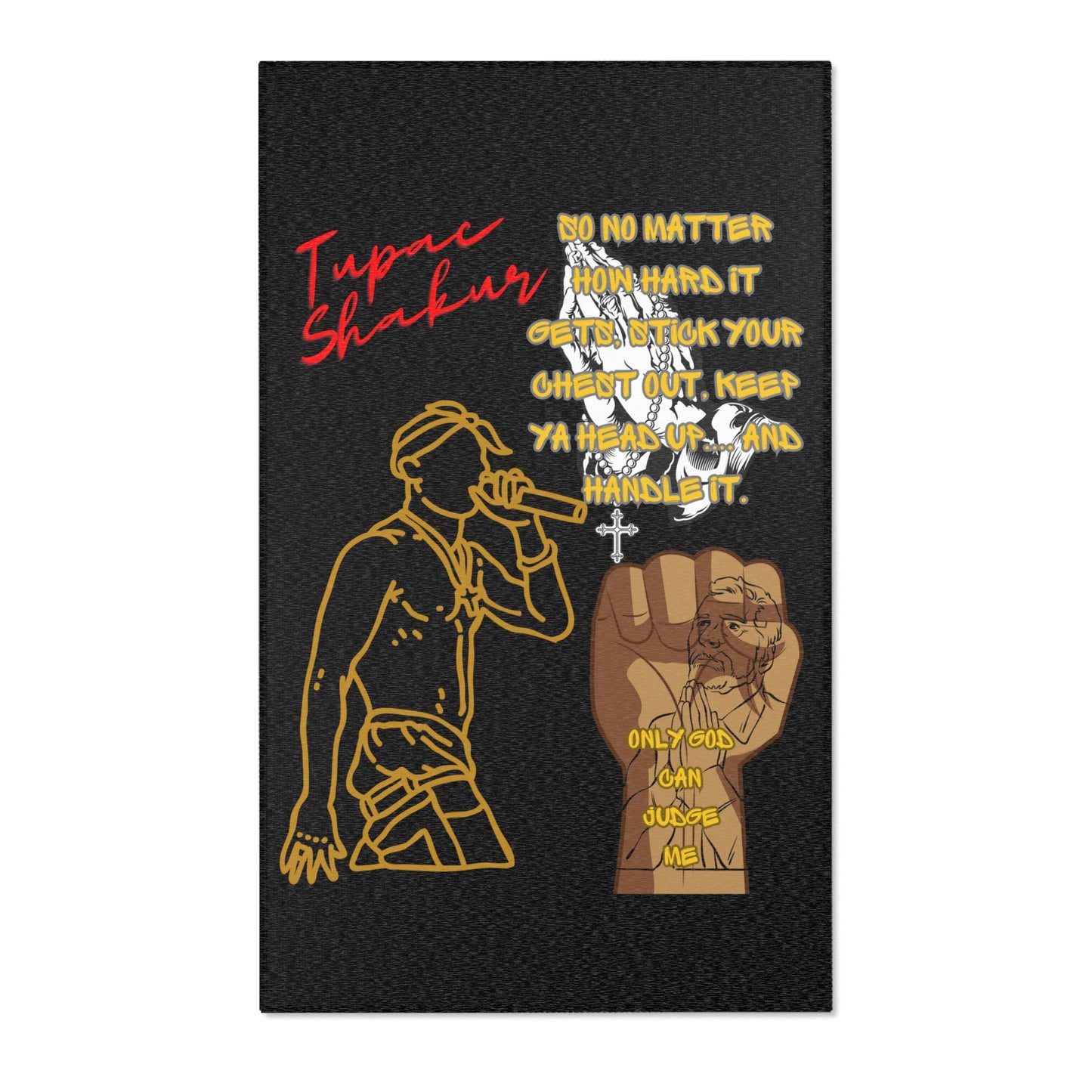 Tupac Rug, Tupac Inspirational Quote Carpet, Motivational Area Rug, Hip-Hop Legend Floor Covering, Tupac Wisdom Rug, Rap Icon