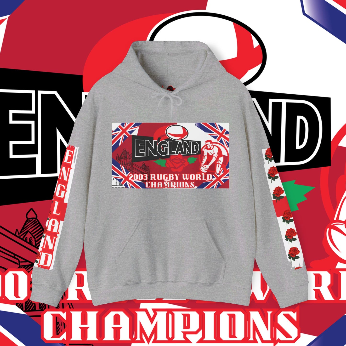 England Hoodie Sweatshirt, world champion hoodie, world rugby, pullover, 2003 champions hoodie, winter gift idea, streetwear Graphic unisex