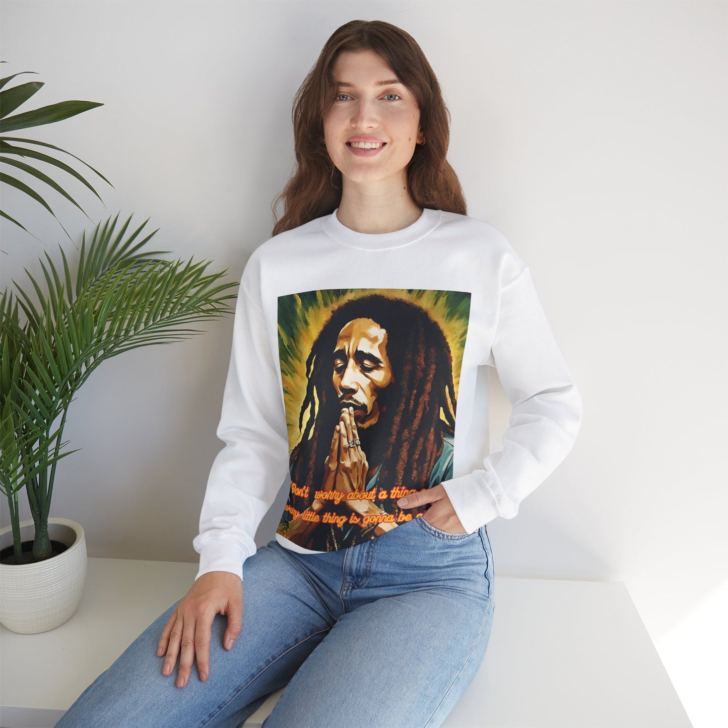 Bob Marley Rasta Jamaican Reggae one LoveUnisex Heavy Blend™ Crewneck Sweatshirt