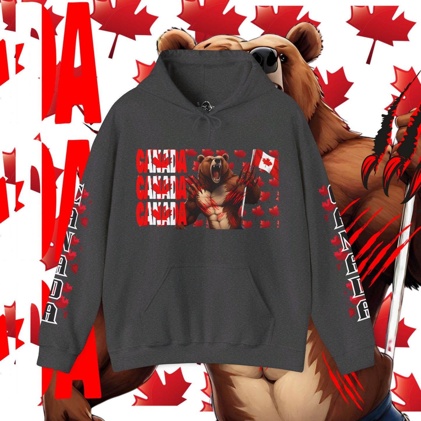 Canada Hoodie, Canada hooded Sweatshirt, Canadian Bear hoodie, Rugby Hoodie, unisex