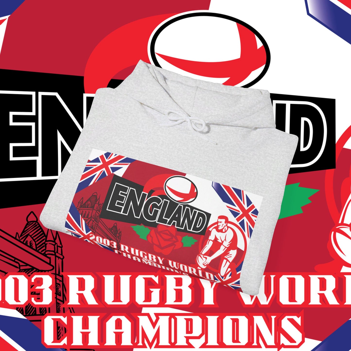 England Hoodie Sweatshirt, world champion hoodie, world rugby, pullover, 2003 champions hoodie, winter gift idea, streetwear Graphic unisex