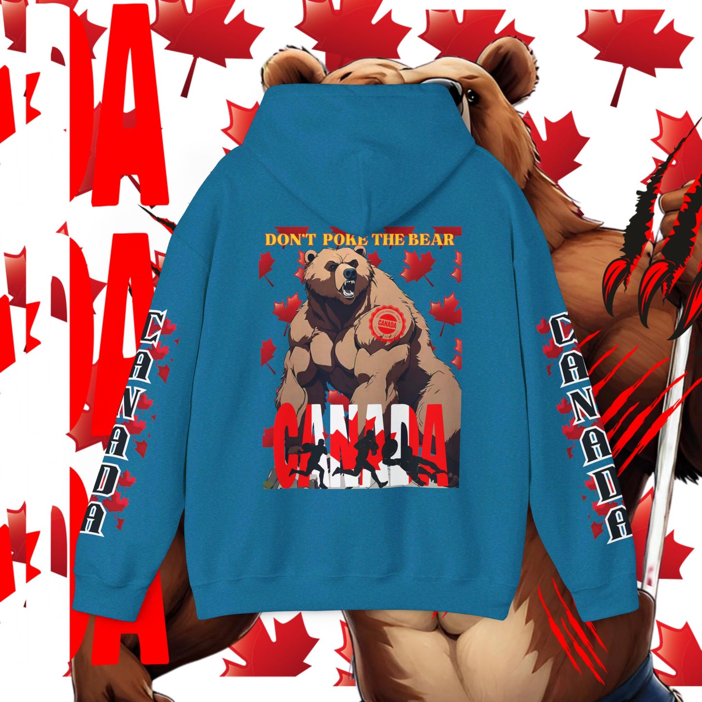 Canada Hoodie, Canada hooded Sweatshirt, Canadian Bear hoodie, Rugby Hoodie, unisex