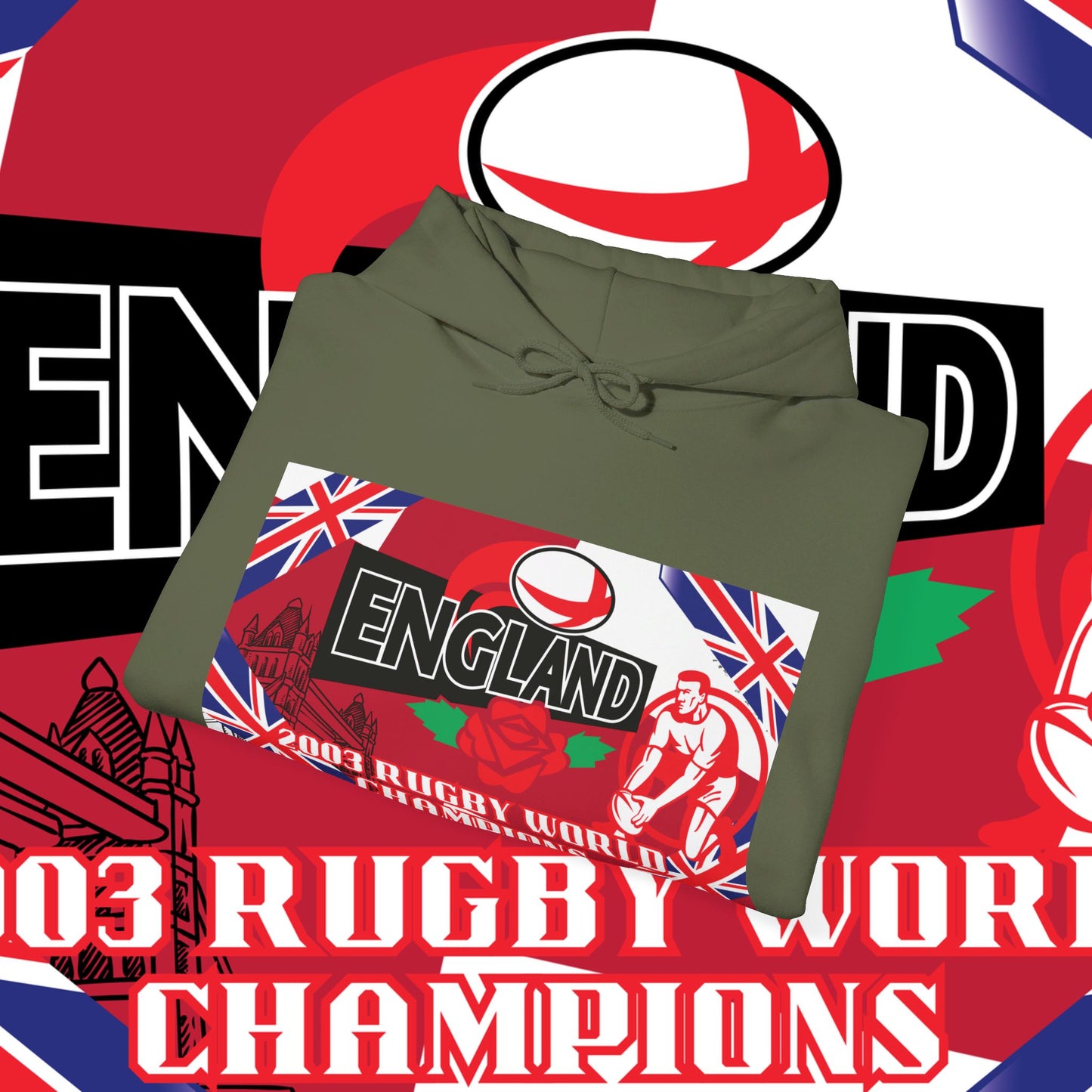 England Hoodie Sweatshirt, world champion hoodie, world rugby, pullover, 2003 champions hoodie, winter gift idea, streetwear Graphic unisex
