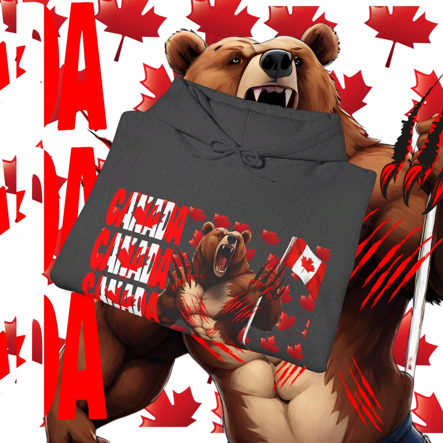 Canada Hoodie, Canada hooded Sweatshirt, Canadian Bear hoodie, Rugby Hoodie, unisex