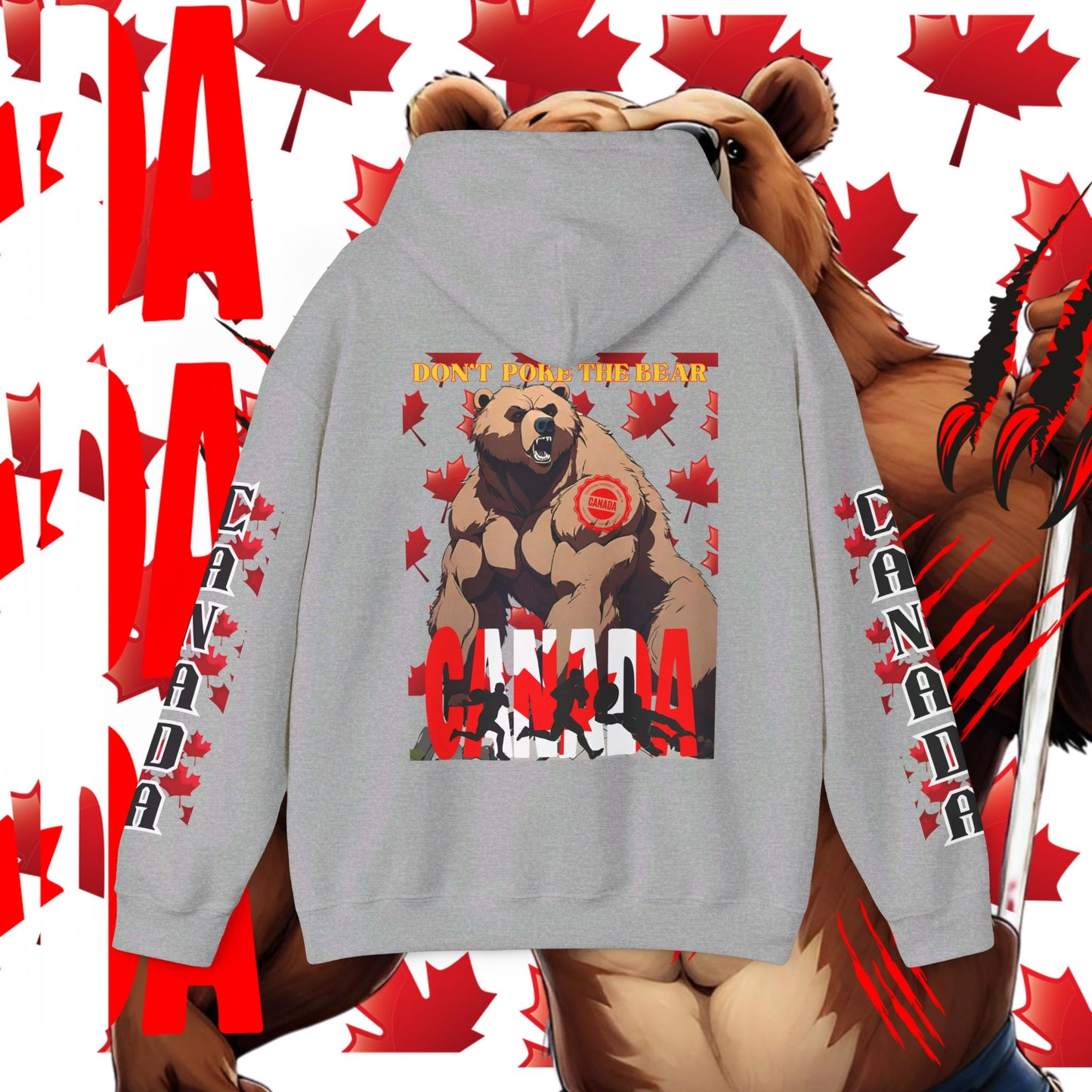 Canada Hoodie, Canada hooded Sweatshirt, Canadian Bear hoodie, Rugby Hoodie, unisex
