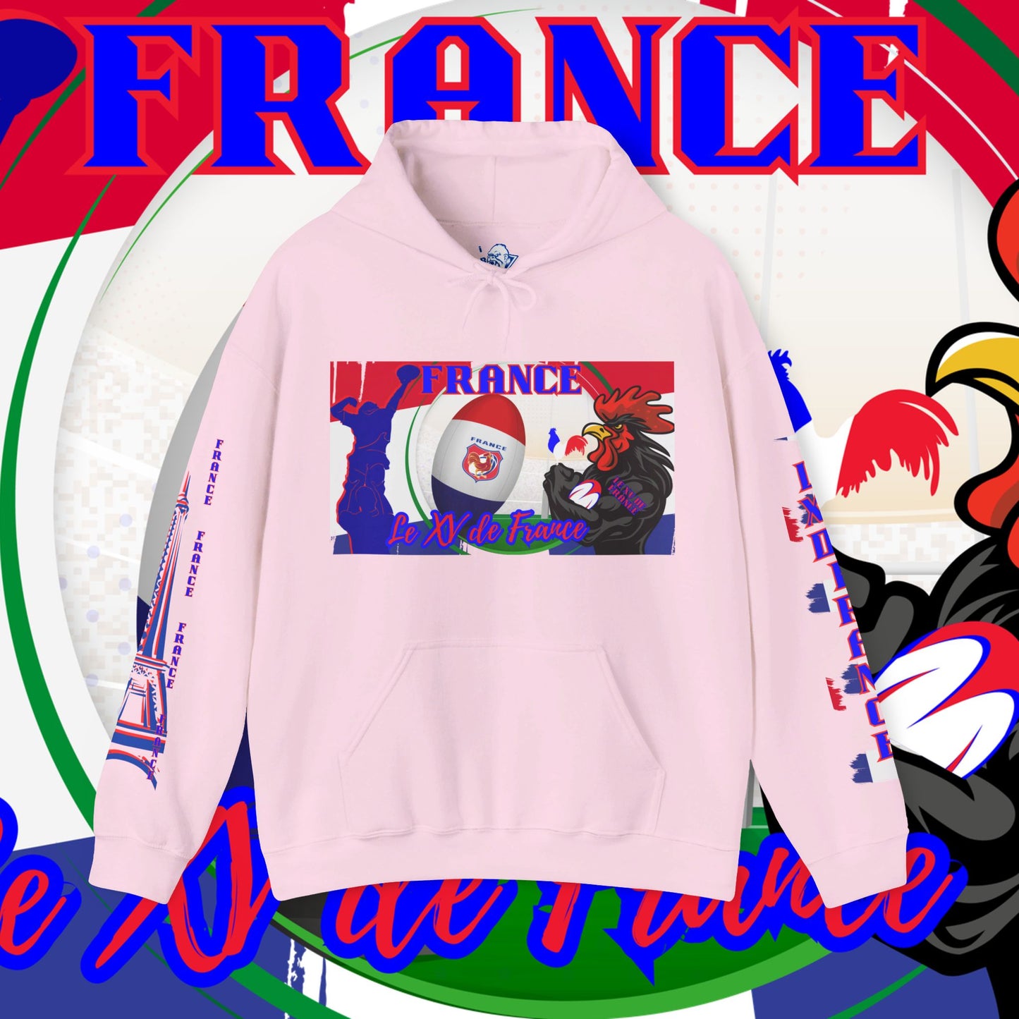 France Rugby supporter Hoodie Sweatshirt, pullover, French rugby, Eiffel Tower, winter, gift hoodie,unisex, paris