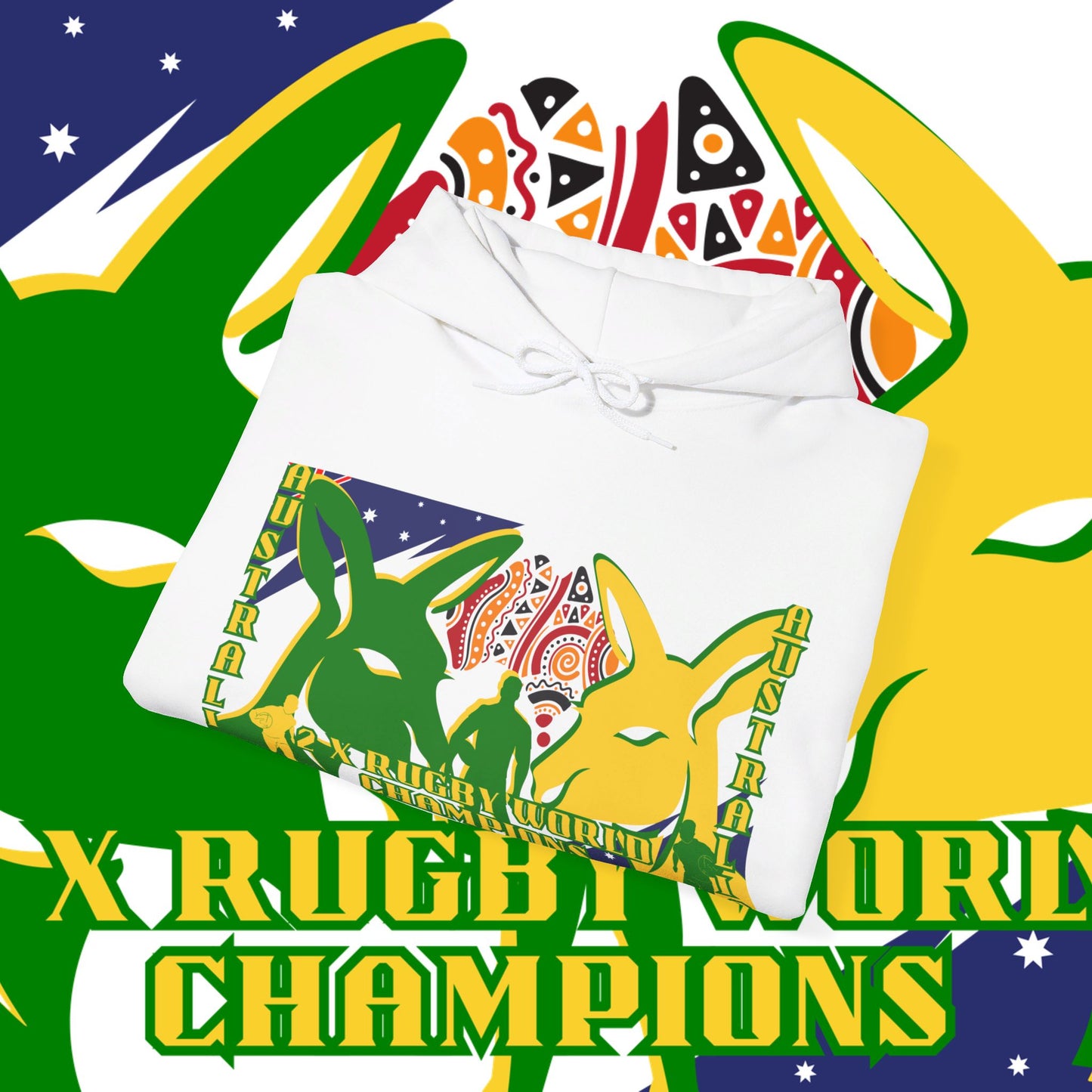 Australia Hoodie, Australian Rugby Sweatshirt, Indigenous Hoodie, Ozzy Rugby Hoodie, Green and Gold Hoodie, Kangaroo Hoodie, Unisex