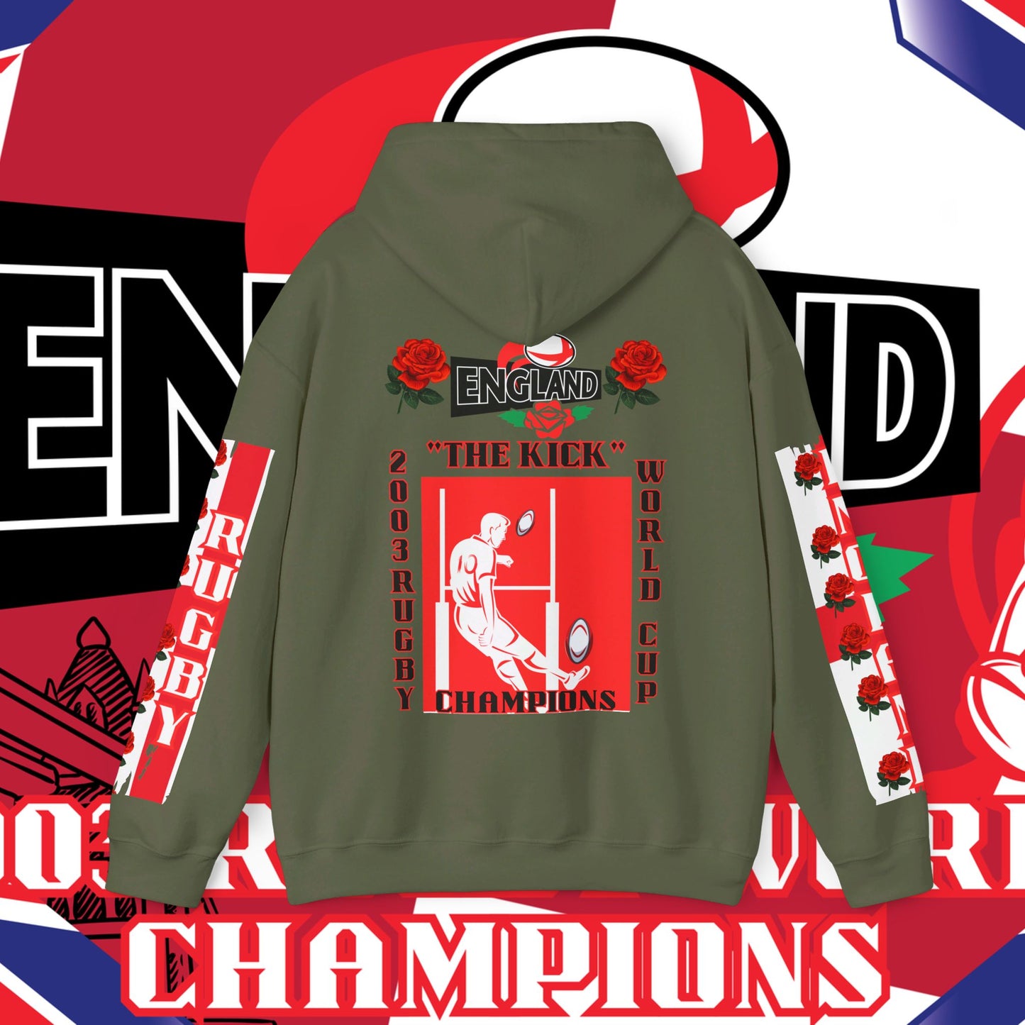 England Hoodie Sweatshirt, world champion hoodie, world rugby, pullover, 2003 champions hoodie, winter gift idea, streetwear Graphic unisex
