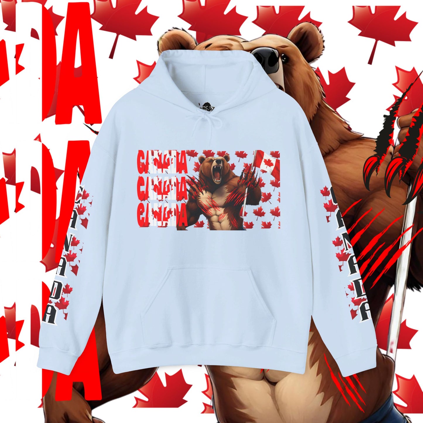 Canada Hoodie, Canada hooded Sweatshirt, Canadian Bear hoodie, Rugby Hoodie, unisex