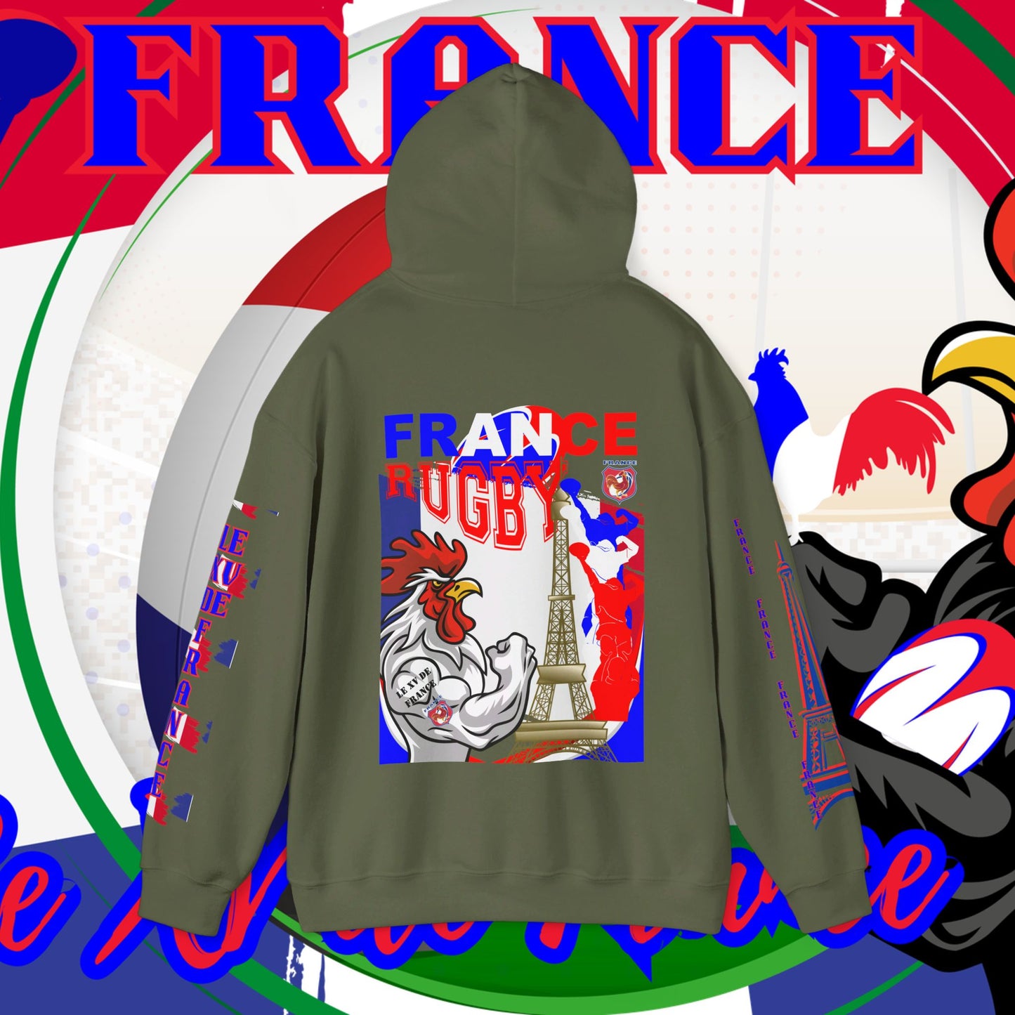 France Rugby supporter Hoodie Sweatshirt, pullover, French rugby, Eiffel Tower, winter, gift hoodie,unisex, paris