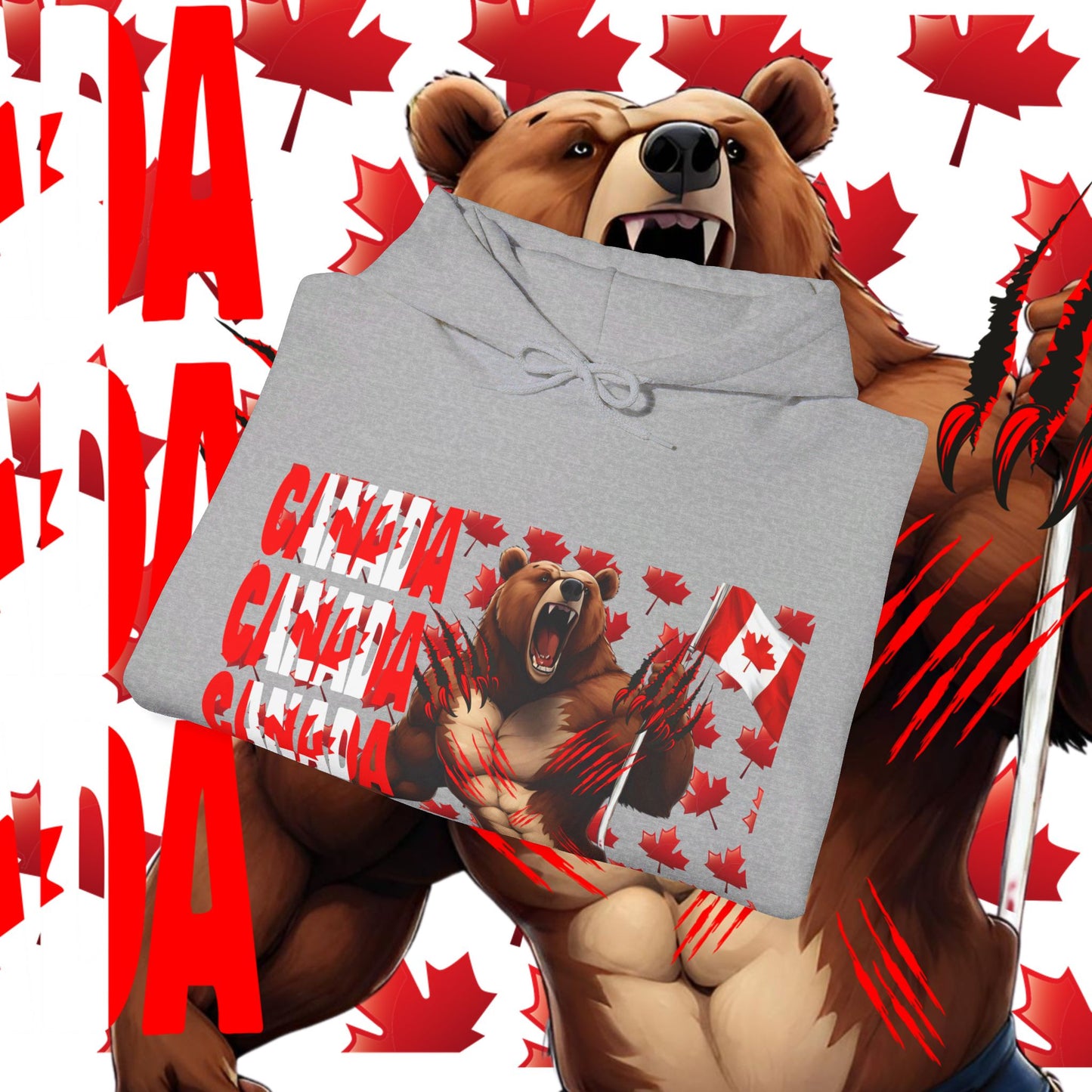 Canada Hoodie, Canada hooded Sweatshirt, Canadian Bear hoodie, Rugby Hoodie, unisex