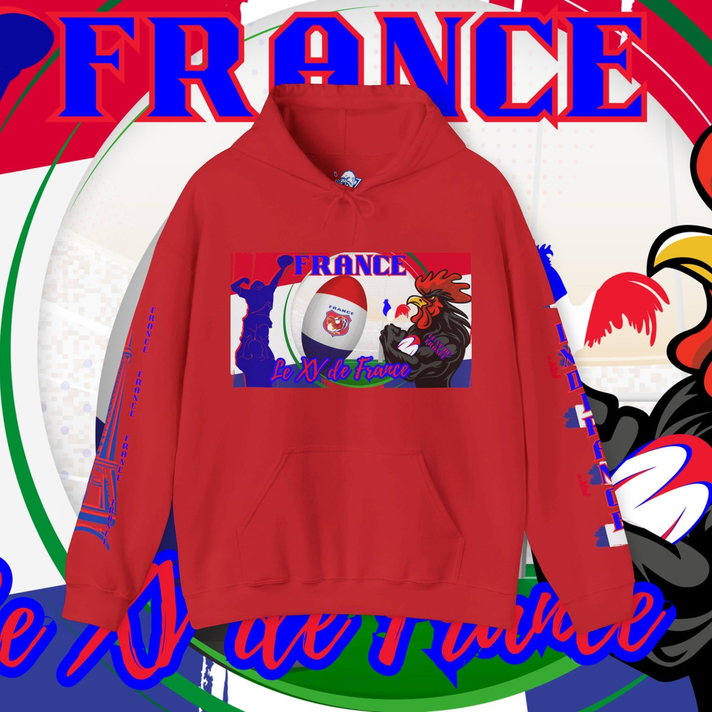 France Rugby supporter Hoodie Sweatshirt, pullover, French rugby, Eiffel Tower, winter, gift hoodie,unisex, paris