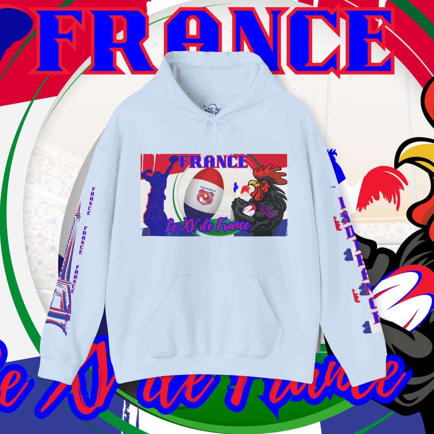 France Rugby supporter Hoodie Sweatshirt, pullover, French rugby, Eiffel Tower, winter, gift hoodie,unisex, paris