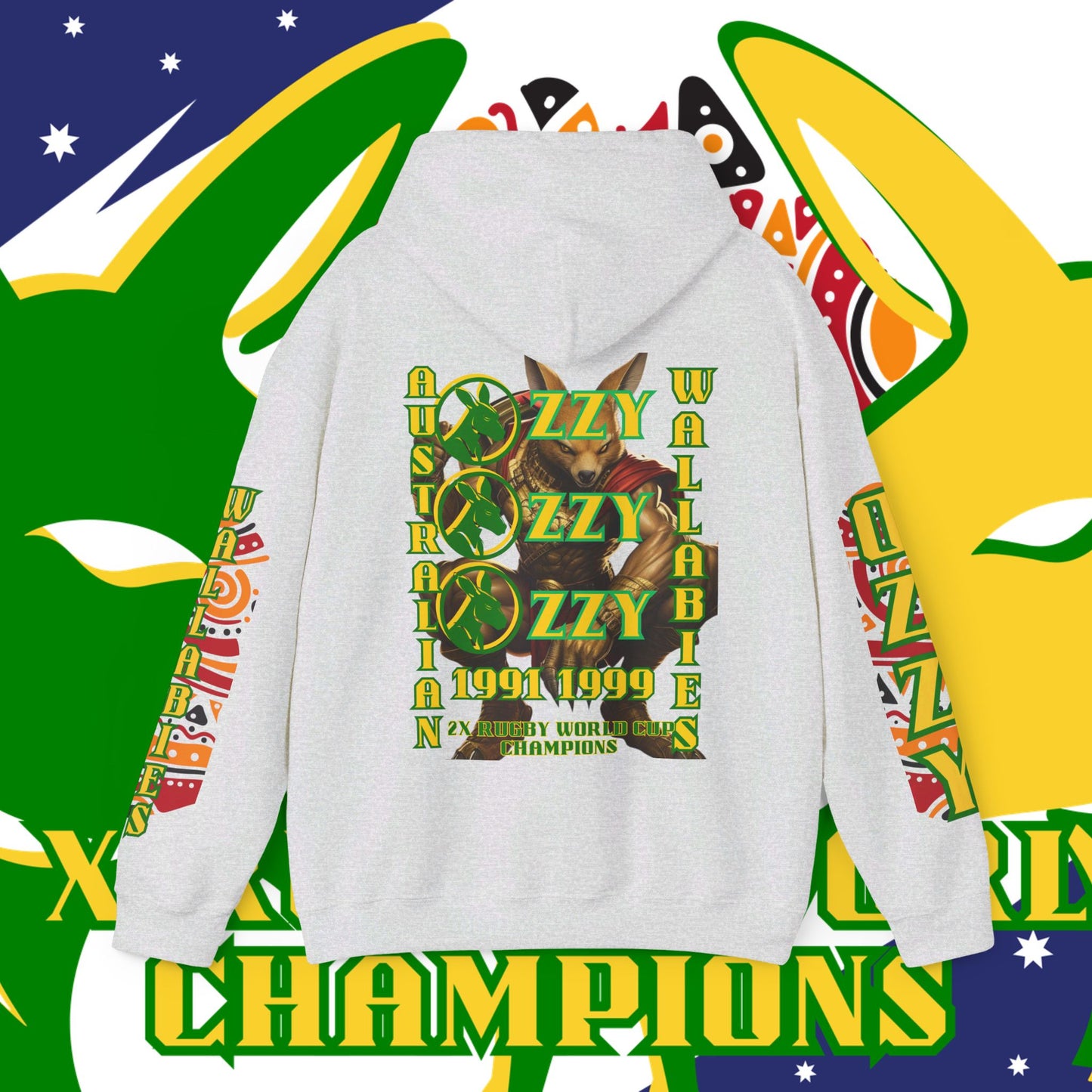 Australia Hoodie, Australian Rugby Sweatshirt, Indigenous Hoodie, Ozzy Rugby Hoodie, Green and Gold Hoodie, Kangaroo Hoodie, Unisex