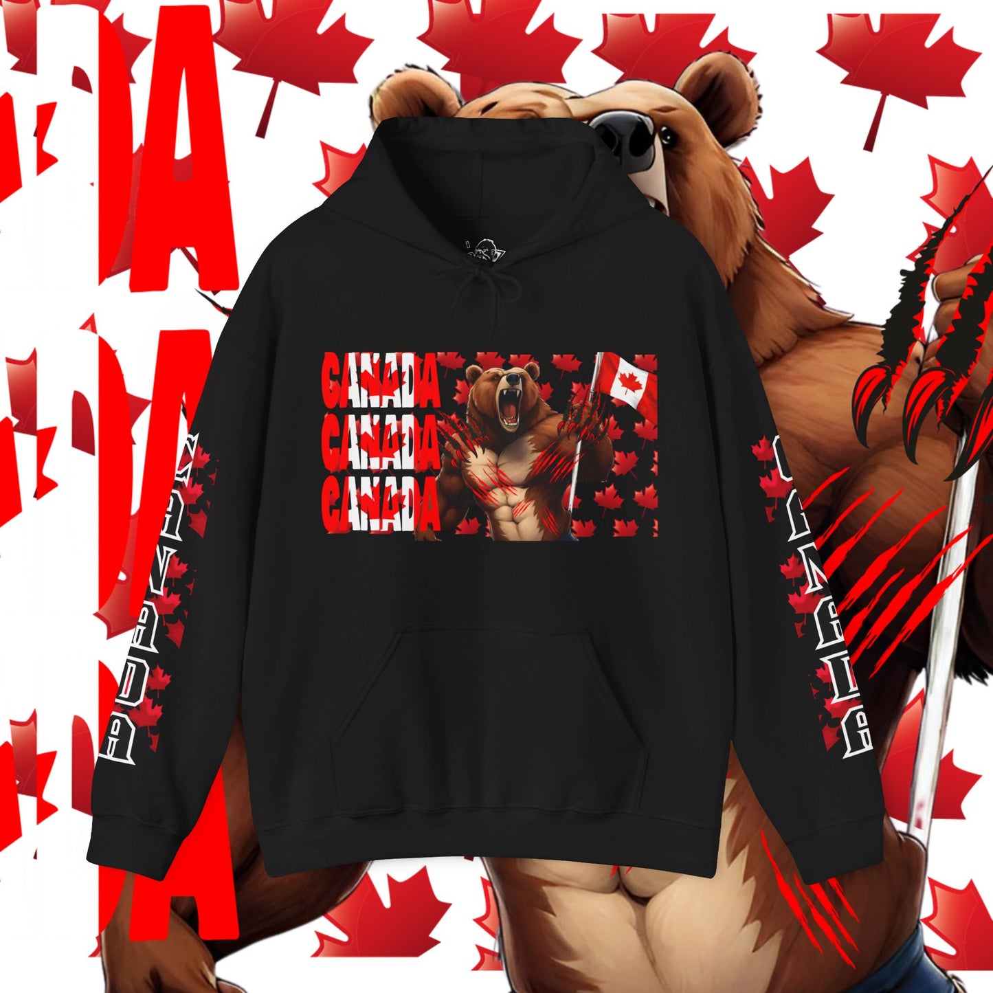 Canada Hoodie, Canada hooded Sweatshirt, Canadian Bear hoodie, Rugby Hoodie, unisex