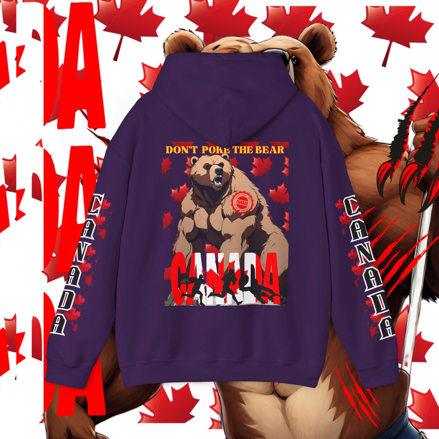 Canada Hoodie, Canada hooded Sweatshirt, Canadian Bear hoodie, Rugby Hoodie, unisex