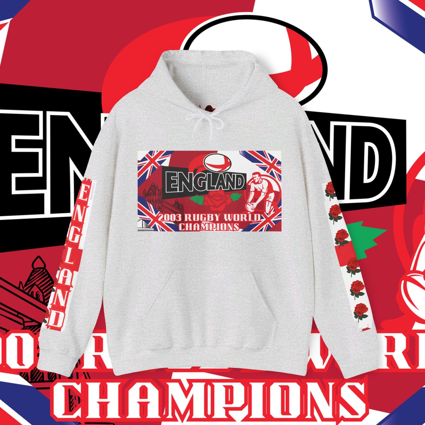 England Hoodie Sweatshirt, world champion hoodie, world rugby, pullover, 2003 champions hoodie, winter gift idea, streetwear Graphic unisex