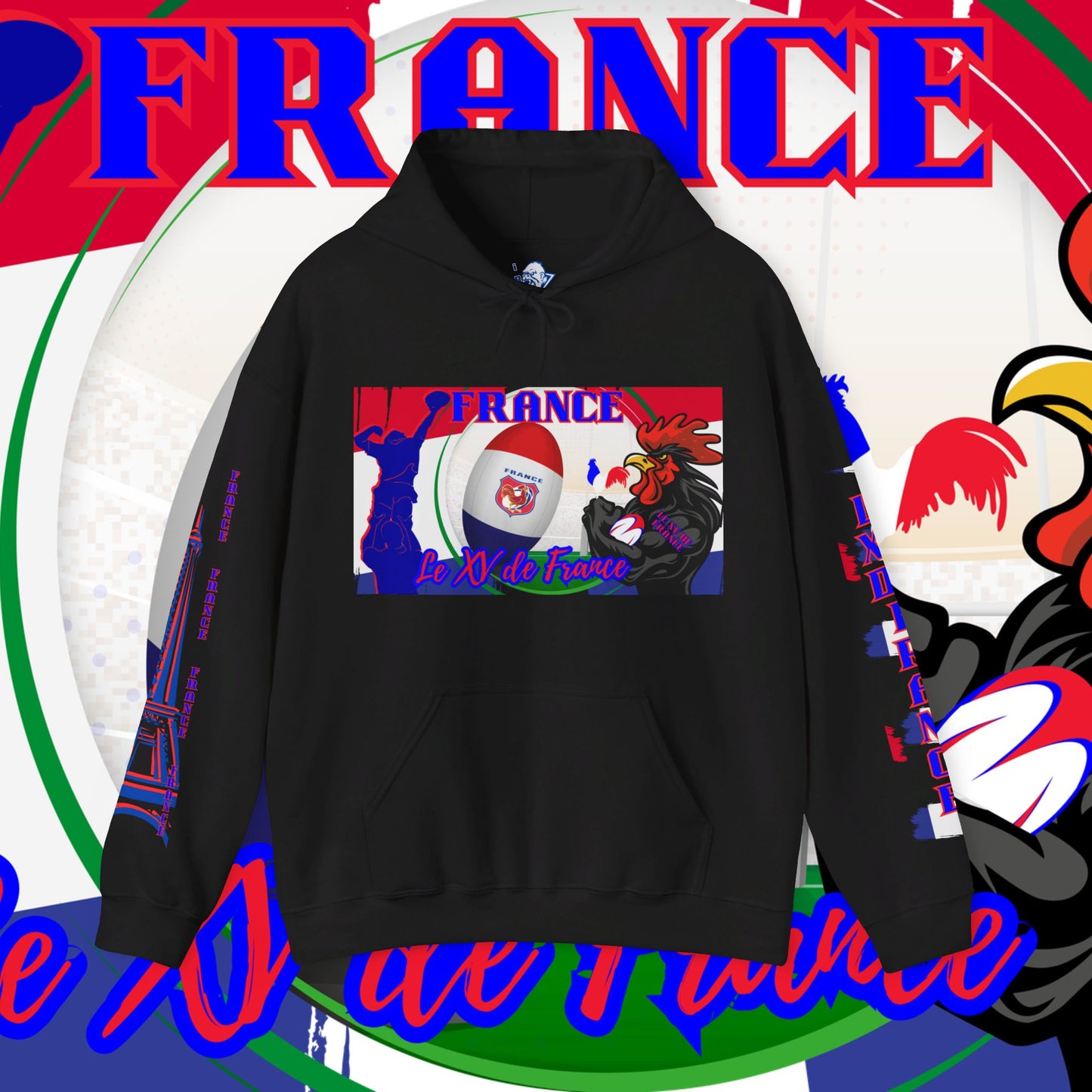 France Rugby supporter Hoodie Sweatshirt, pullover, French rugby, Eiffel Tower, winter, gift hoodie,unisex, paris