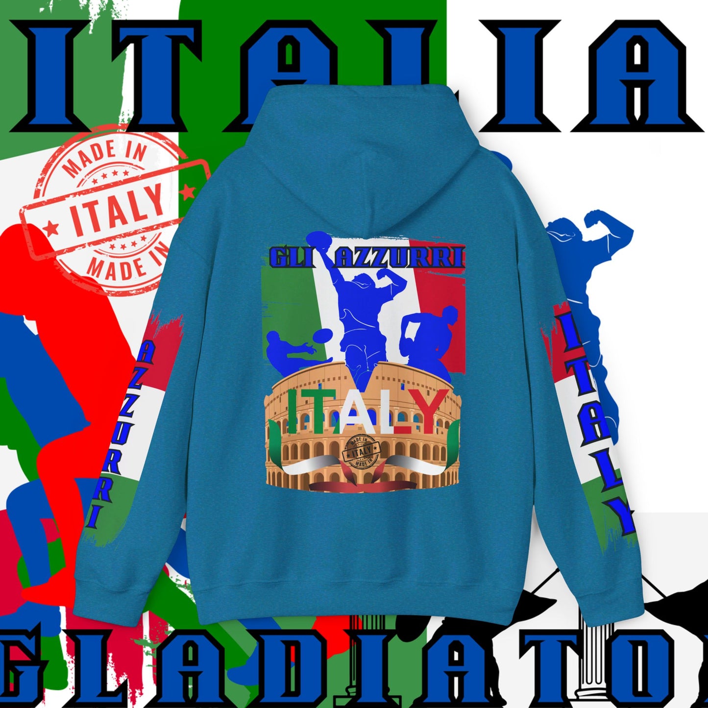 Italy Hoodie , Italian hooded Sweatshirt, Italy azzurri Hoodie, italiano pullover Hoodie