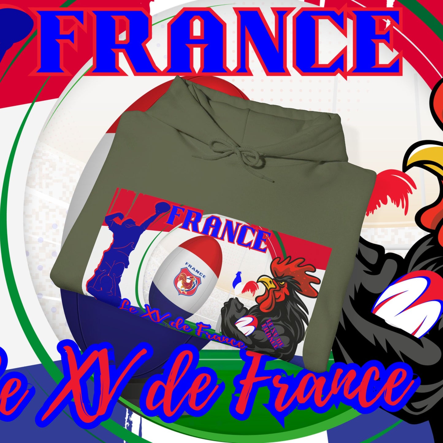 France Rugby supporter Hoodie Sweatshirt, pullover, French rugby, Eiffel Tower, winter, gift hoodie,unisex, paris