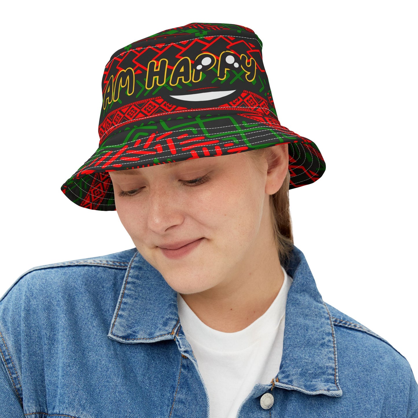Peace and Love Xmas Bucket Hat, Christmas Hat, Happy Holiday Headwear, Festive Season Cap, Winter Accessory