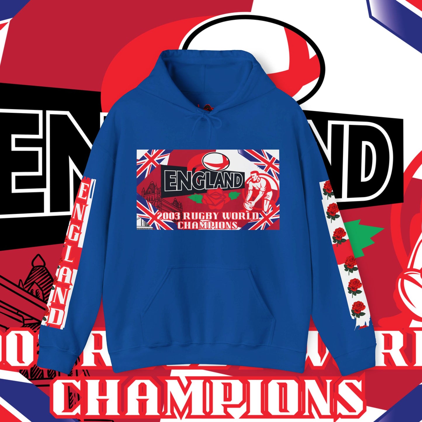 England Hoodie Sweatshirt, world champion hoodie, world rugby, pullover, 2003 champions hoodie, winter gift idea, streetwear Graphic unisex