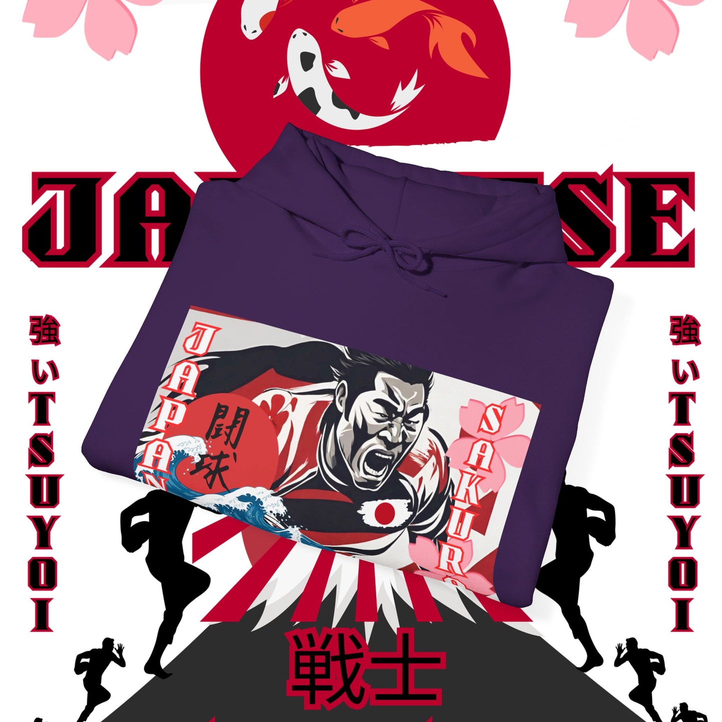 Japan Hoodie, Japanese Sweatshirt, Japanese rugby Hoodie, sakura pullover, tokyo, sumo, culture wear,