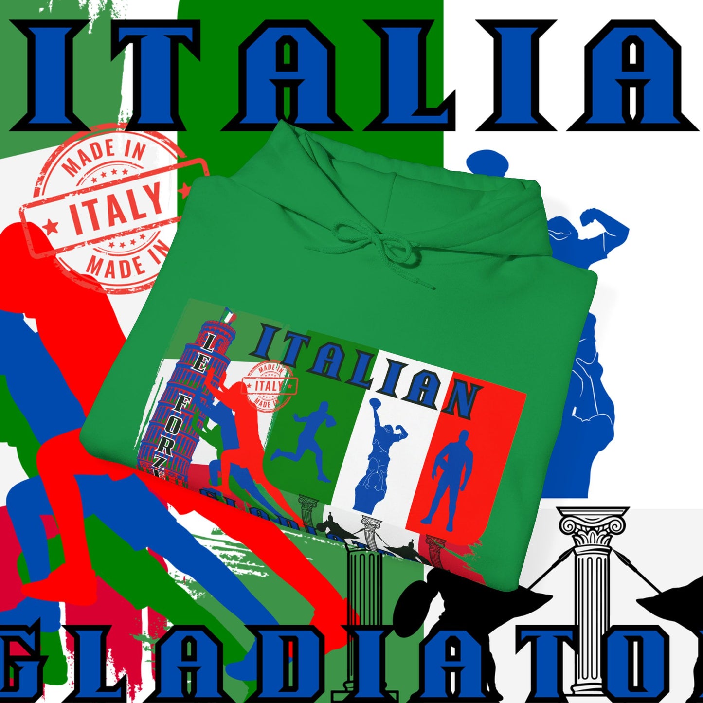 Italy Hoodie , Italian hooded Sweatshirt, Italy azzurri Hoodie, italiano pullover Hoodie