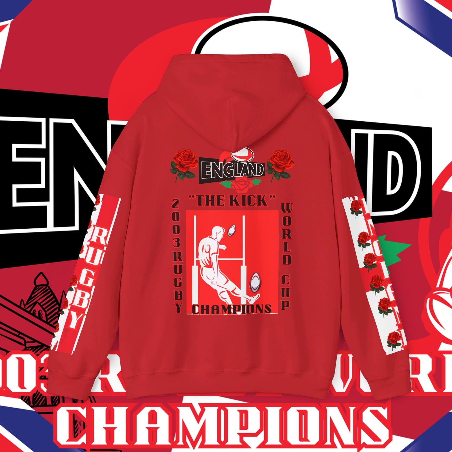 England Hoodie Sweatshirt, world champion hoodie, world rugby, pullover, 2003 champions hoodie, winter gift idea, streetwear Graphic unisex