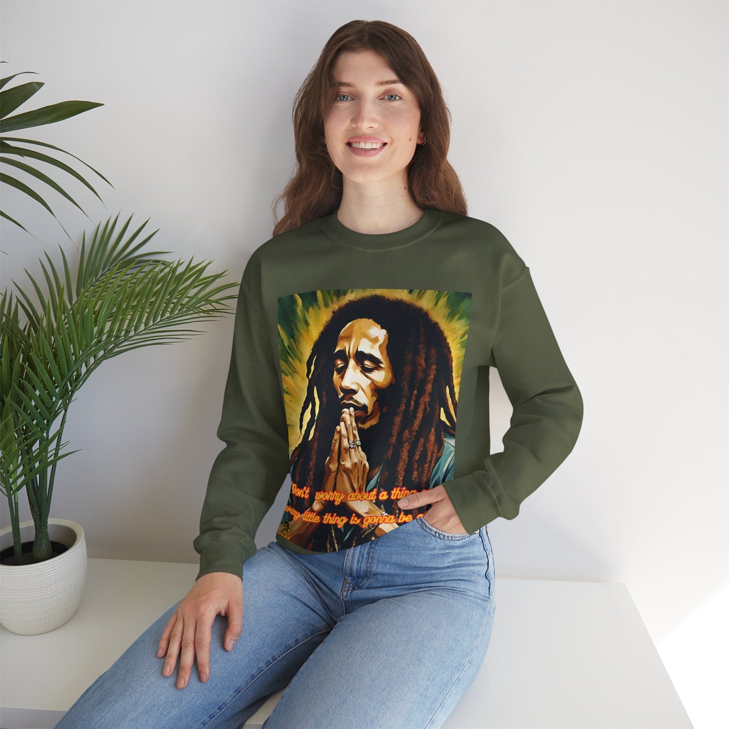 Bob Marley Rasta Jamaican Reggae one LoveUnisex Heavy Blend™ Crewneck Sweatshirt