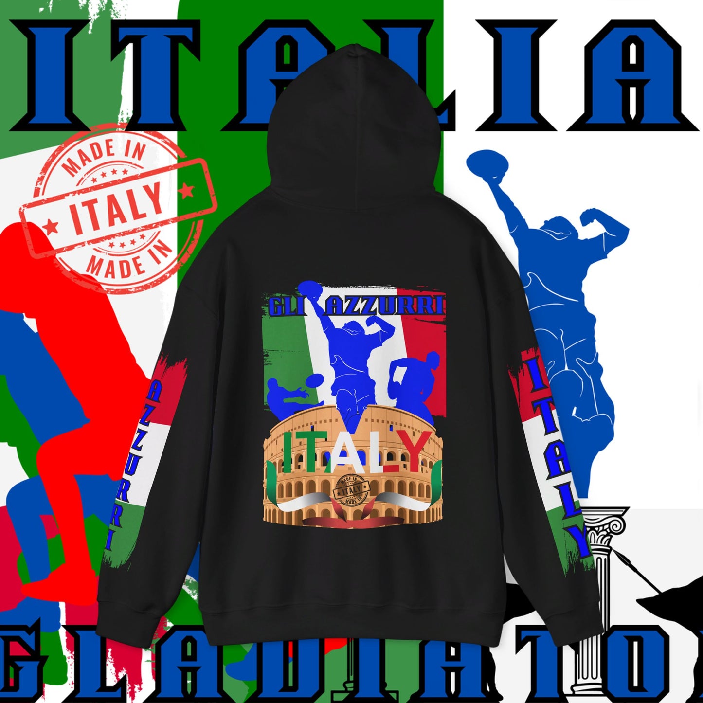 Italy Hoodie , Italian hooded Sweatshirt, Italy azzurri Hoodie, italiano pullover Hoodie