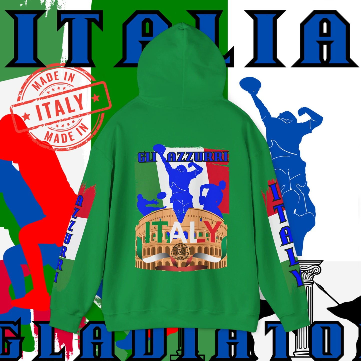 Italy Hoodie , Italian hooded Sweatshirt, Italy azzurri Hoodie, italiano pullover Hoodie