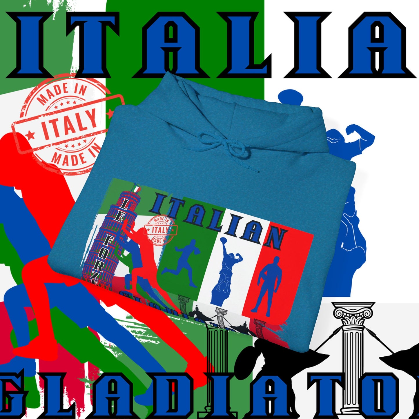 Italy Hoodie , Italian hooded Sweatshirt, Italy azzurri Hoodie, italiano pullover Hoodie