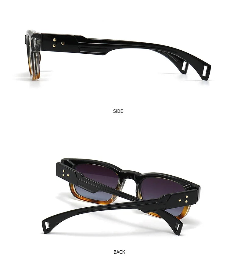 Fashion Brand Designer Gradient Shades UV400 Men Trending Rivets Punk Sun Glasses High Quality Women Retro Square Sunglasses