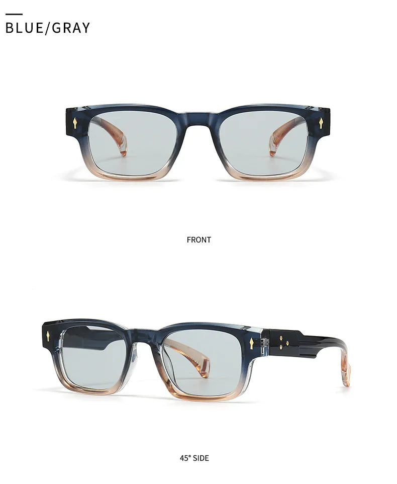 Fashion Brand Designer Gradient Shades UV400 Men Trending Rivets Punk Sun Glasses High Quality Women Retro Square Sunglasses