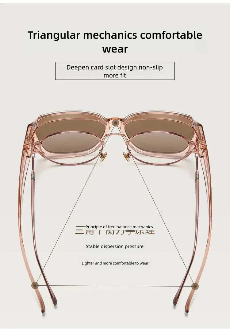 Women's Polarized Sunglasses Wear Over Prescription Glasses Vintage Outdoor Travel Night Vision Driving UV400 Goggles