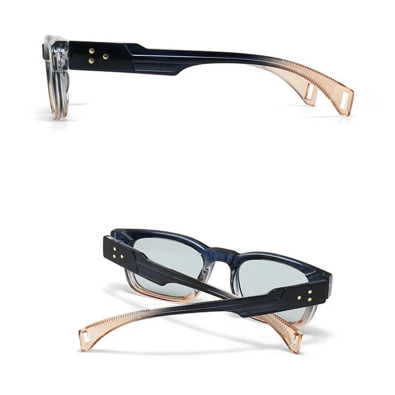 Fashion Brand Designer Gradient Shades UV400 Men Trending Rivets Punk Sun Glasses High Quality Women Retro Square Sunglasses