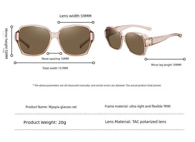 Women's Polarized Sunglasses Wear Over Prescription Glasses Vintage Outdoor Travel Night Vision Driving UV400 Goggles