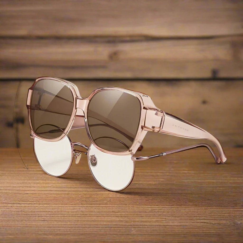 Women's Polarized Sunglasses Wear Over Prescription Glasses Vintage Outdoor Travel Night Vision Driving UV400 Goggles