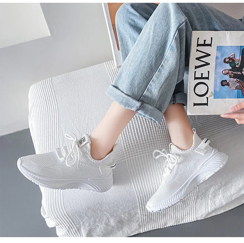 Women Sneakers New Summer Breathable Platform Mesh Shoes for Women Concise Wear-resistant Lightweight Running Women Casual Shoes