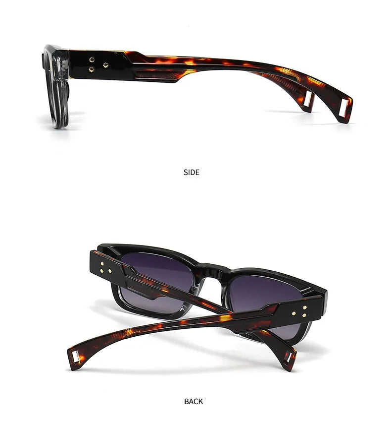 Fashion Brand Designer Gradient Shades UV400 Men Trending Rivets Punk Sun Glasses High Quality Women Retro Square Sunglasses