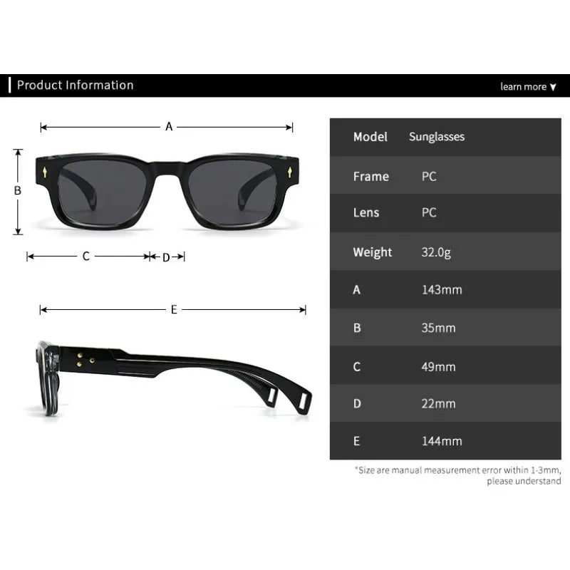 Fashion Brand Designer Gradient Shades UV400 Men Trending Rivets Punk Sun Glasses High Quality Women Retro Square Sunglasses
