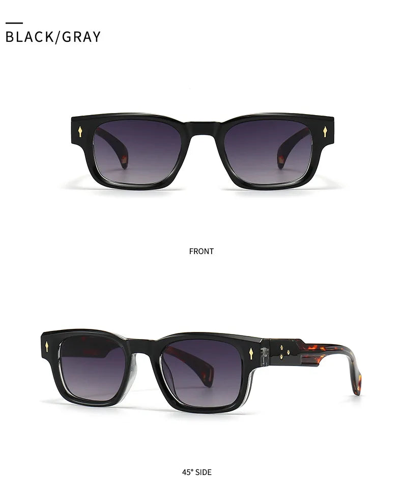 Fashion Brand Designer Gradient Shades UV400 Men Trending Rivets Punk Sun Glasses High Quality Women Retro Square Sunglasses